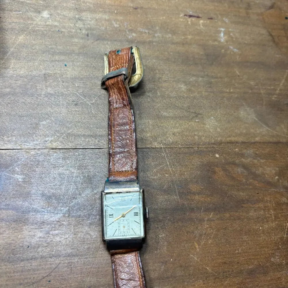 Vintage Harvel Tank Wristwatch with Red Croton Case